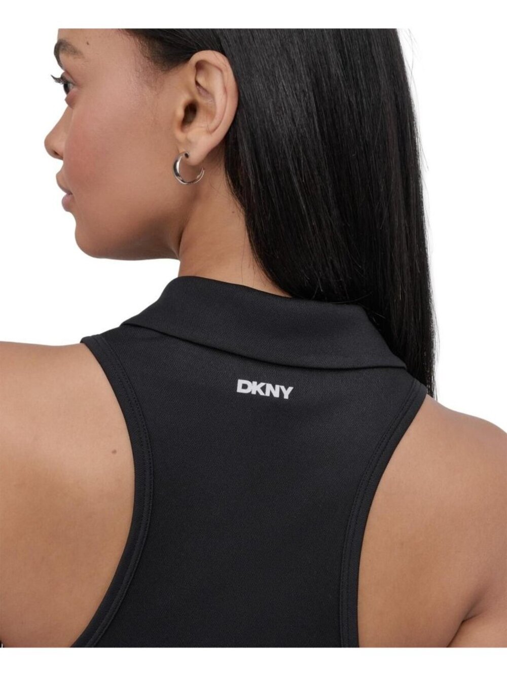DKNY Sport Women's Court Racerback Polo Tank Top - Black L - Picture 6 of 6